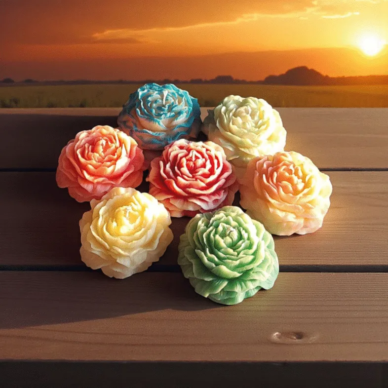 Peony Flower Candle (Set of 7) - Mixed Fragrances - Image 2