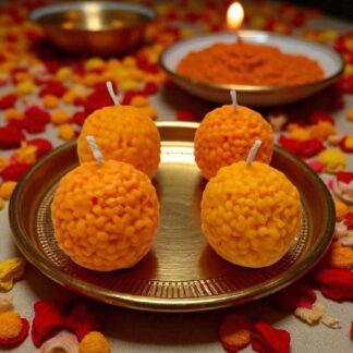 Scented Laddu Candles for Festival Gifting (Set of 4 Laddu)